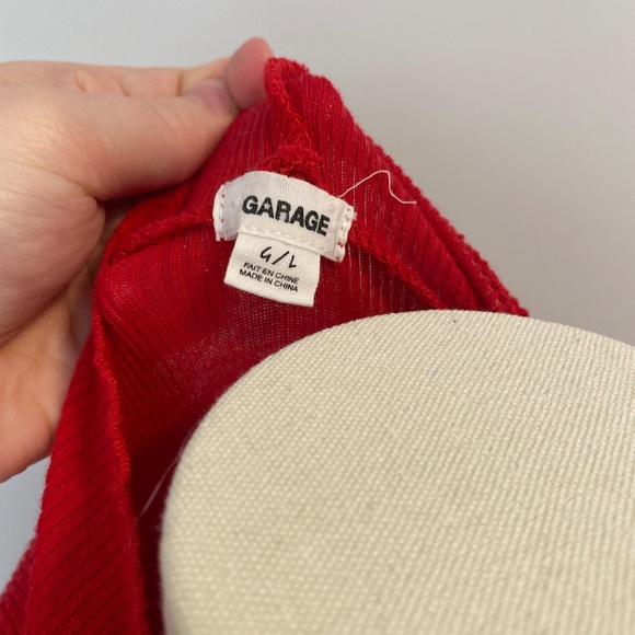 Red Lettuce Edge Mock Neck T Shirt | Garage - Picture 7 of 7